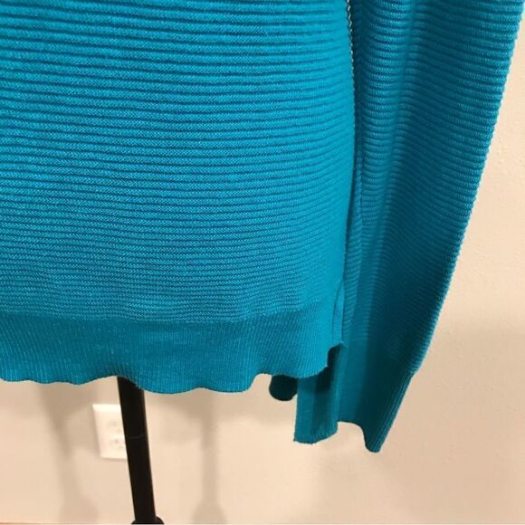 Elle teal asymmetrical long sleeve sweater - Picture 6 of 13